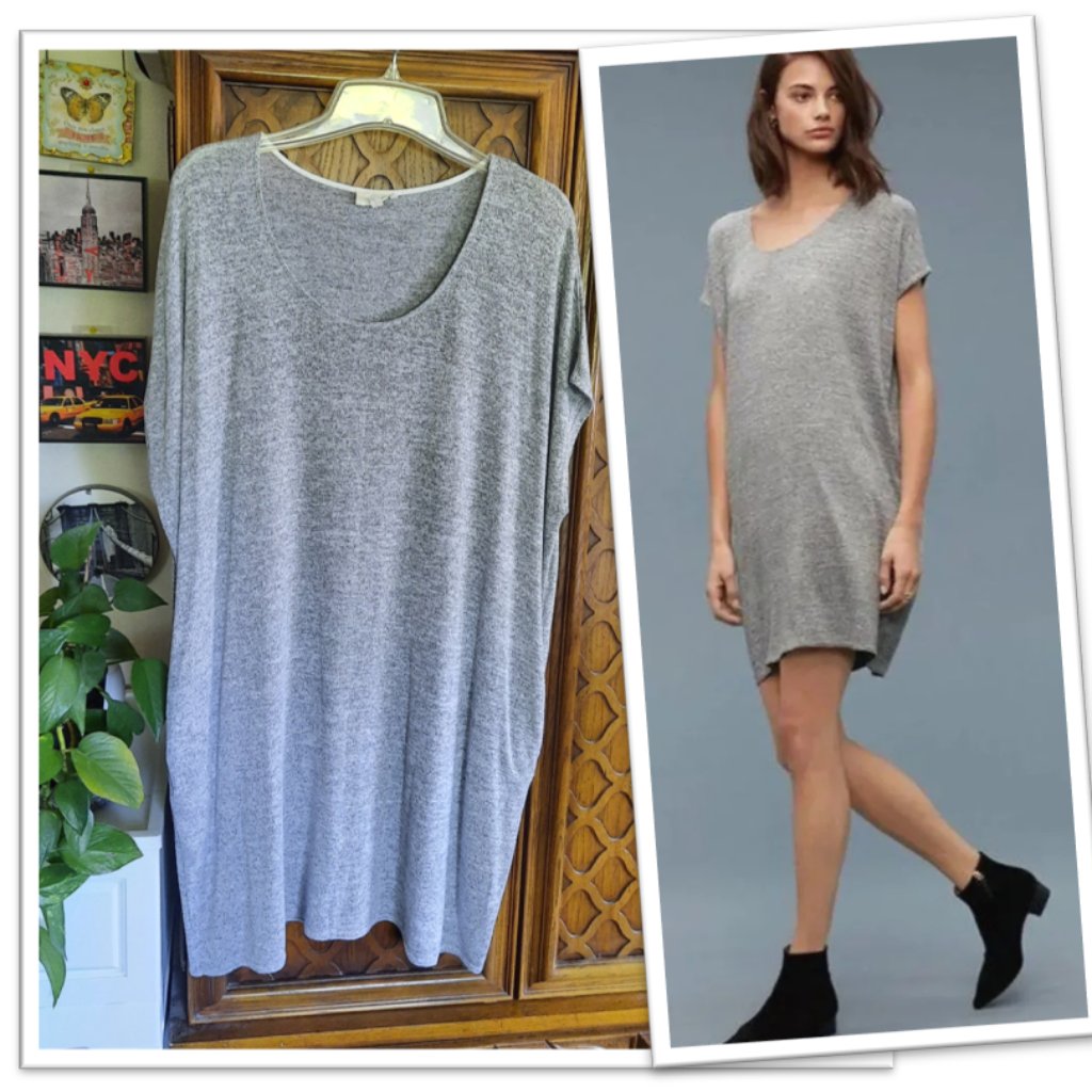 Aritzia Wilfred Free Lorelei Knit Tunic Cocoon Dress - Marled Gray, Size S